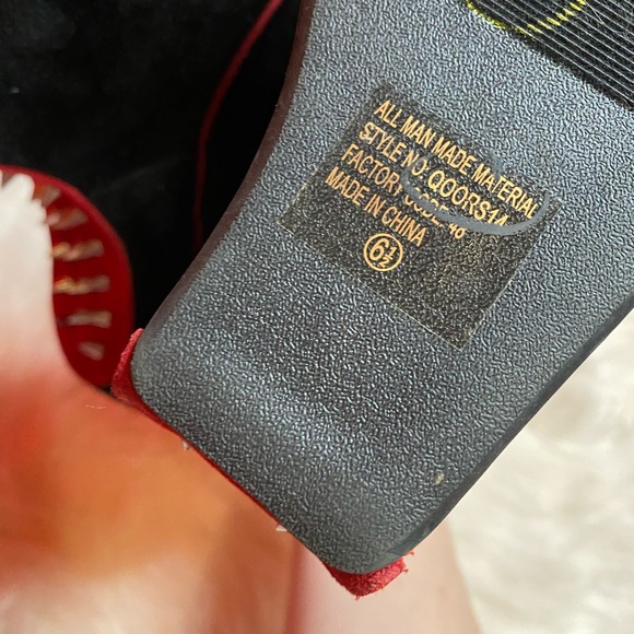 🖤Bumper suede spiked red and black heels🖤 - Picture 6 of 11